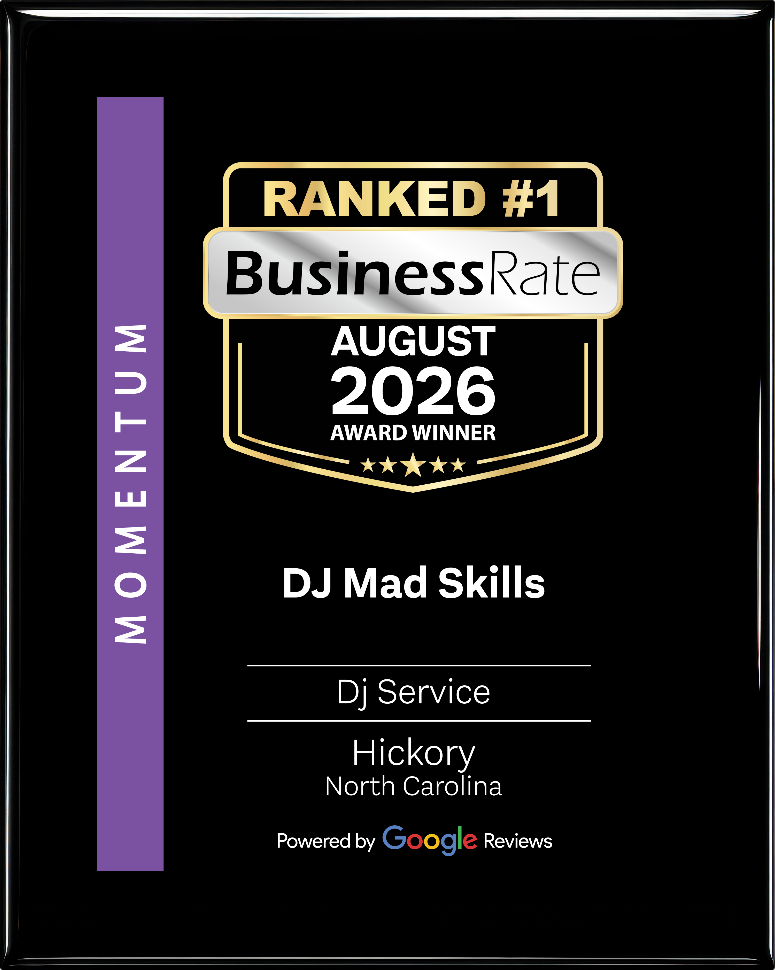 BusinessRate Ranked #1 August 2026 Award Winner for DJ Mad Skills