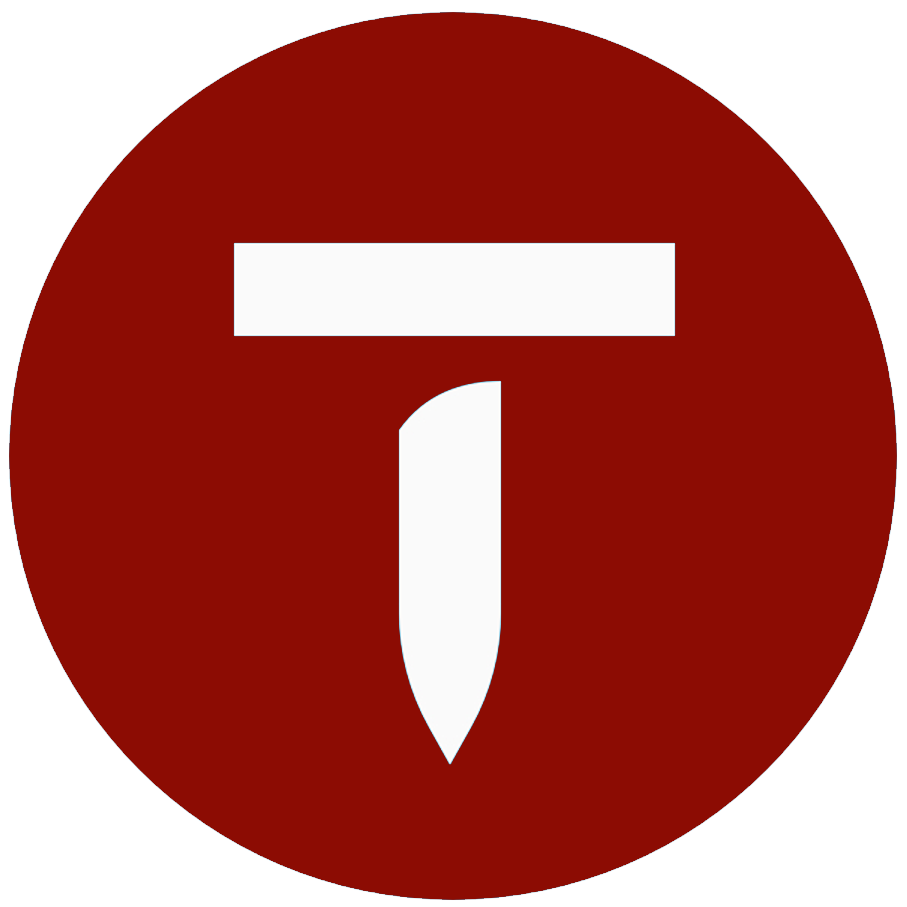A red circle with the letter t in it.